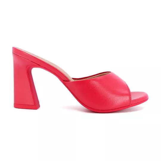 Tamanco Em Couro -  Vermelho -  Salto: 9,5cm - Usaflex