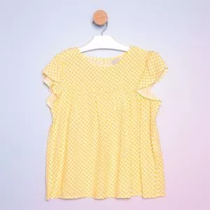 Blusa Xadrez<BR> - Amarela & Branca<BR> - Hering Kids