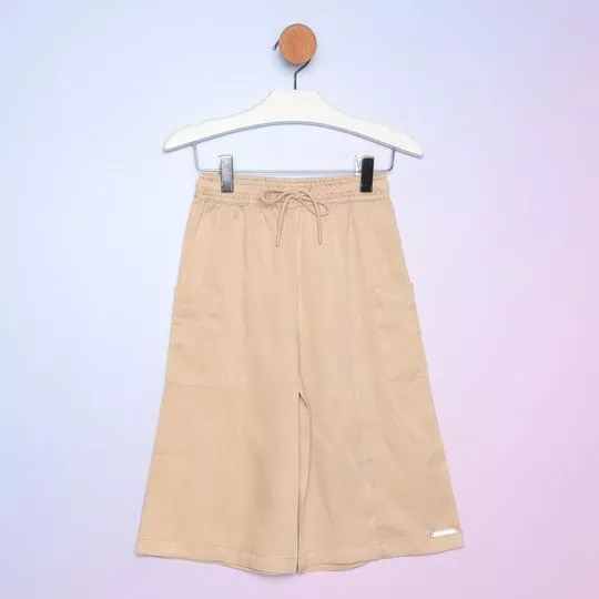 Calça Pantalona Com Recortes -  Bege - Hering Kids