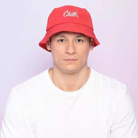 Chapéu Bucket Com Bordado -   Vermelho & Off White - Reserva