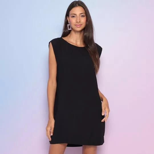 Vestido Curto Liso -  Preto - Sommer