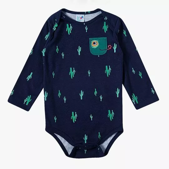 Body Infantil Cactos -  Azul Marinho & Verde - Tip Top