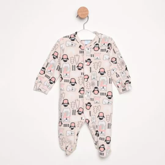 Pijama Pinguins -  Rosa Claro & Preto - Tip Top