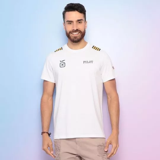 Camiseta Com Inscrição -  Branca & Amarela - TXC BRAND