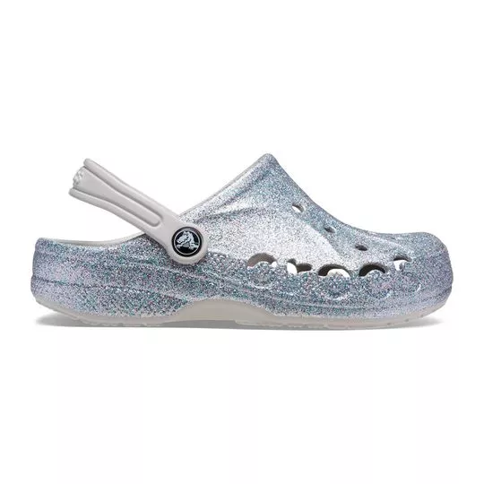 Baya Glitter Clog -  Prateada & Off White - Crocs