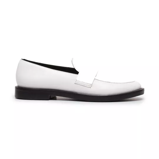 Loafer Em Couro Com Recortes -  Branco - Carrano