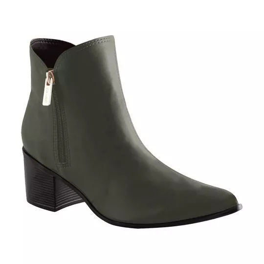 Bota Com Recortes -   Verde -   Salto: 6cm - VIA UNO