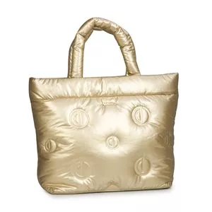 Bolsa Shopper Com Relevo<BR> -   Dourada<BR> - Dumond