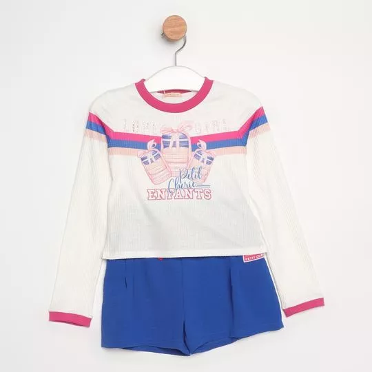 Conjunto De Blusa Petit Cherie® & Short -  Rosa & Azul - PETIT CHERIE