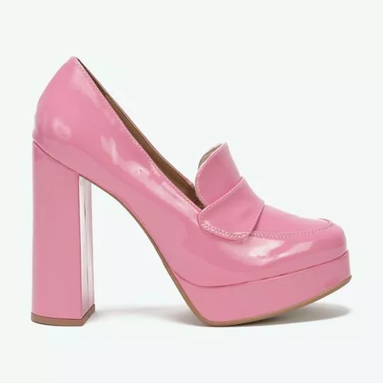 Loafer Meia Pata Envernizado -  Rosa - My Favorite Things