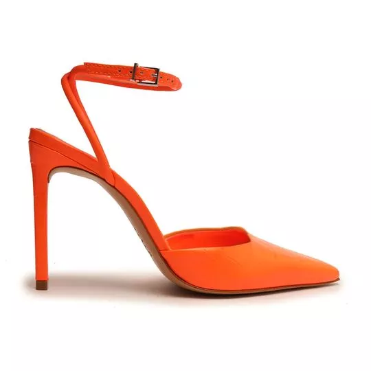 Slingback Em Couro -   Laranja -   Salto: 10cm - Schutz