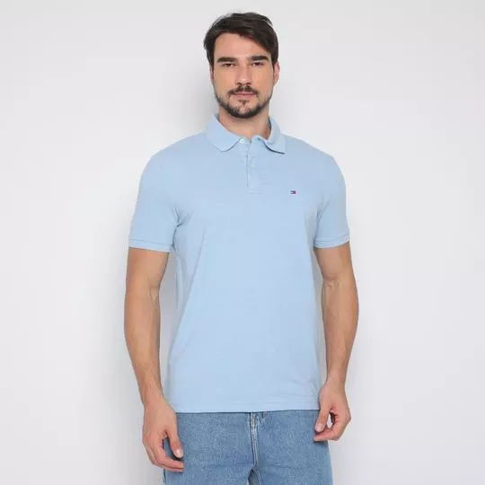 Polo Americana Texturizada -  Azul Claro - Tommy Hilfiger