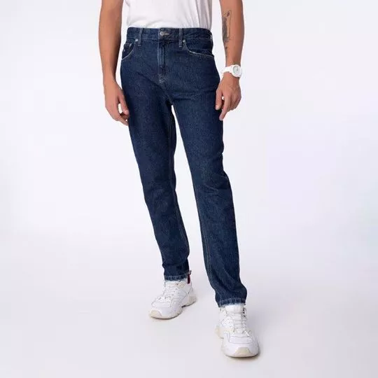 Calça Jeans Reta Com Bolsos -   Azul Escuro - Tommy Hilfiger