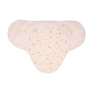 Cueiro Swaddle Ajustável Floral<BR> -  Rosa & Verde<BR> -  70x62cm<BR> -  84 Fios<BR> - Papi