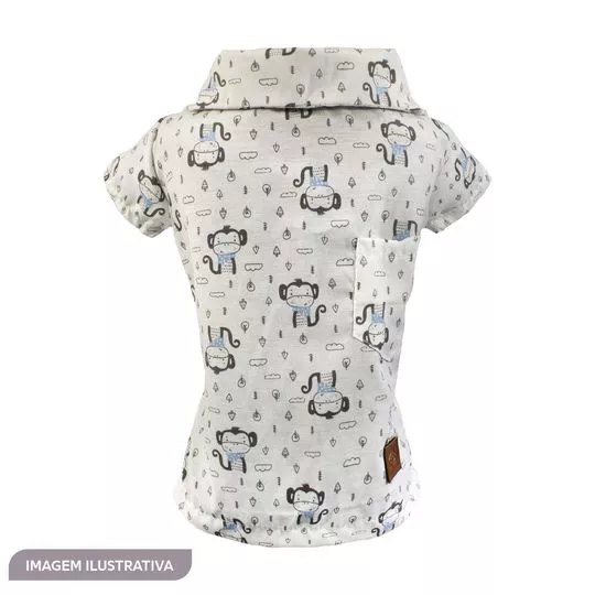 Camisa Macaquinhos-  Off White & Azul- Fabrica Pet