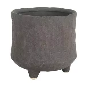 Cachepot Com Pés<BR> -  Cinza Escuro<BR> -  17,8xØ17,8cm<BR> - BTC Decor