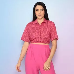 Camisa Cropped Tie Dye<BR> - Rosa & Vermelha<BR> - Acostamento