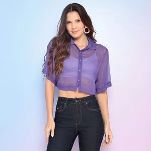 Camisa Cropped Com Transparência<BR> - Roxa<BR> - Acostamento