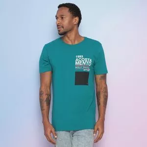 Camiseta Com Inscrições<BR> -  Verde Água & Branca<BR> - Acostamento