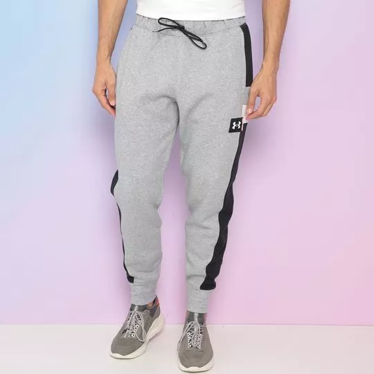 Calça Jogger Com Bolsos - Cinza Claro & Preta - Under Armour