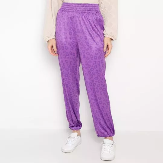 Calça Jogger Com Bolsos -  Roxa & Roxo Escuro - ZINCO