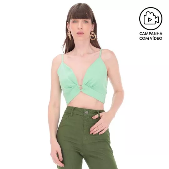 Cropped Com Recortes -  Verde Água - ZINCO