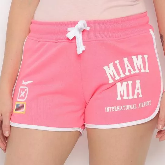 Short Com Inscrições -  Rosa & Off White - TXC BRAND