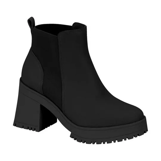 Bota Chelsea Com Recortes -  Preta -  Salto: 8,5cm - Vizzano