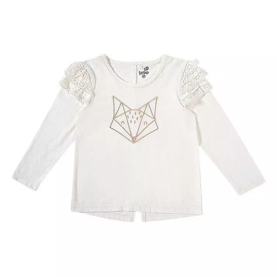 Blusa Raposinha - Off White & Marrom Claro - Tip Top