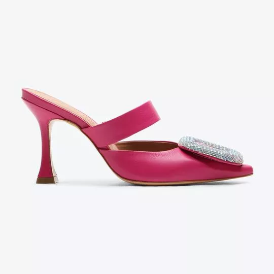 Mule Em Couro -  Pink & Prateado - Arezzo & Co.