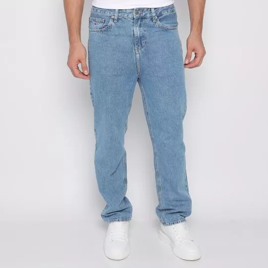 Calça Jeans Reta Com Recortes - Azul Claro - Tommy Hilfiger