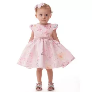 Vestido Floral<BR>- Rosa Claro<BR>- Cattai