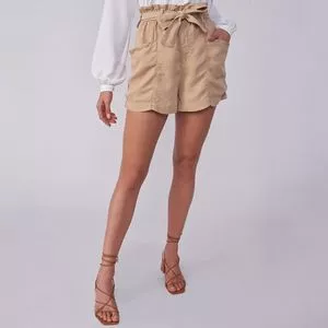 Short Clochard Com Bolsos<BR>- Marrom Claro