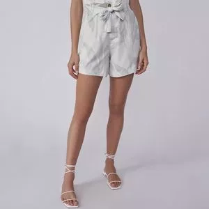 Short Clochard Folhagens<BR>- Cinza & Off White