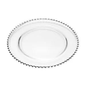 Sousplat Pearl<BR>- Cristal & Prateado<BR>- Ø32cm<BR>- Wolff