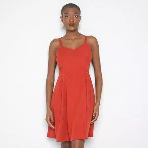 Vestido Curto Com Pregas<BR>- Vermelho