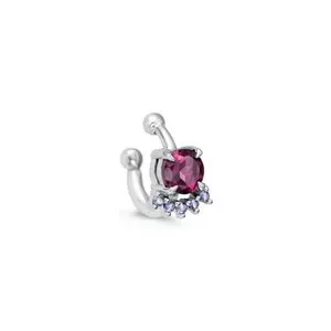 Piercing Com Rodolitas<BR>- Prata & Roxo<BR>- Life by Vivara