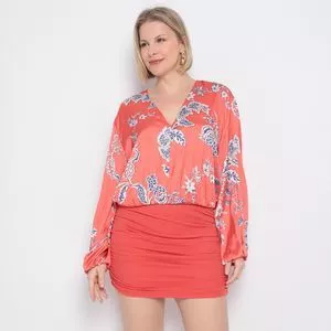 Blusa Arabescos<BR>- Vermelha & Azul<BR>- Morena Rosa