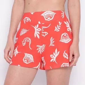 Short Reto Folhagem<BR>- Laranja & Branco<BR>- Morena Rosa