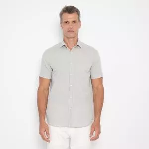 Camisa Regular Fit Micro Xadrez<BR>- Verde Claro<BR>- Aramis