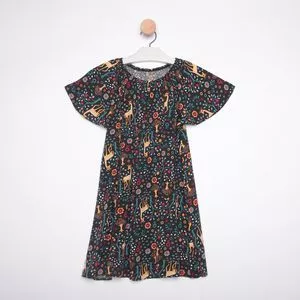 Vestido Floresta<BR>- Preto & Amarelo Claro<BR>- KYLY