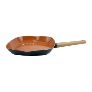 Grill Antiaderente<BR>- Preta & Laranja<BR>- 28x28cm<BR>- Fracalanza