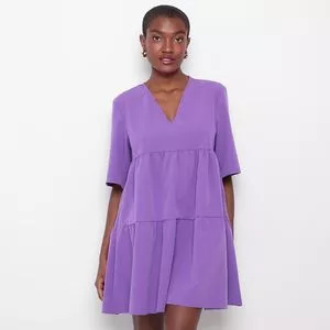 Vestido Curto Com Recortes<BR>- Roxo<BR>- Lança Perfume