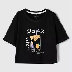 Blusa Abstrata<BR>- Preta & Laranja<BR>- Hering Kids