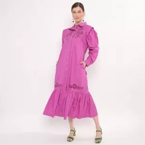 Chemise Midi Com Babado<BR>- Roxo<BR>- Linzzi