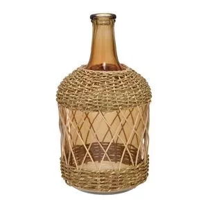 Garrafa Decorativa Tramada<BR>- Marrom & Bege<BR>- 25xØ15,5xcm<BR>- <BR>- Mabruk