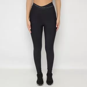 Legging Com Inscrição<BR>- Preta & Branca