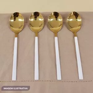 Jogo De Colheres <BR>- Inox & Dourado<BR>- 4Pçs<BR>- We Design