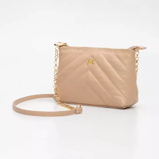Bolsa Transversal Em Couro- Bege