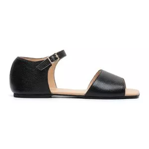 Sandália Rasteira Em Couro<BR>- Preta<BR>- Di Marly's<BR>- Di Marlys